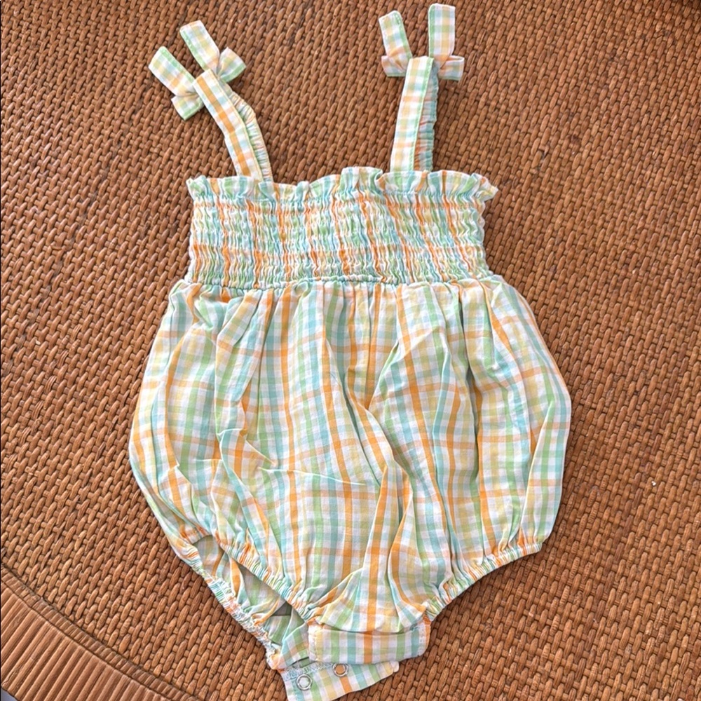 Little English Baby Girl Plaid Romper
